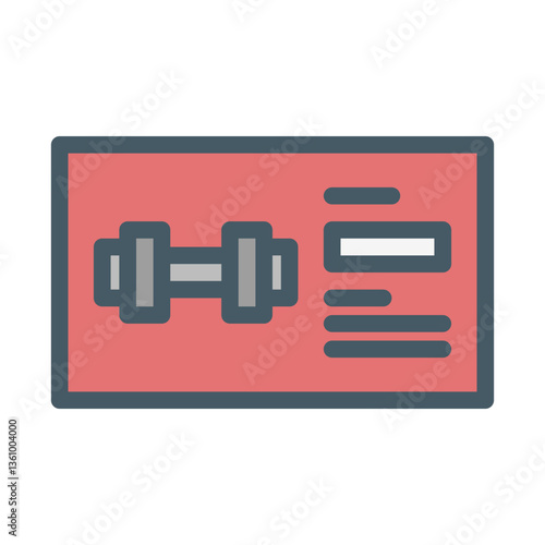 fitness membership card. This is a vector single icon with a filled outline style. Suitable for any purpose, such as website design, mobile app design, logo design, pattern design, etc