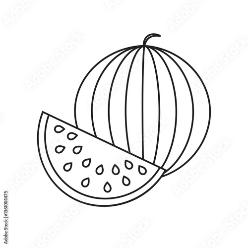 line watermelon Icon flat illustration isolated on white background