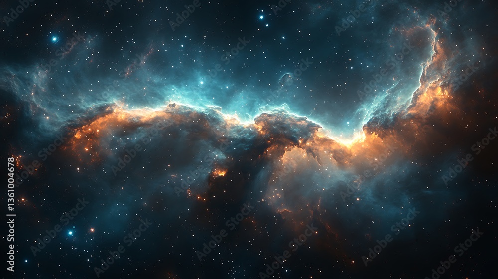 Fototapeta premium A spaces with some plants and stars and black hole and some spaceship