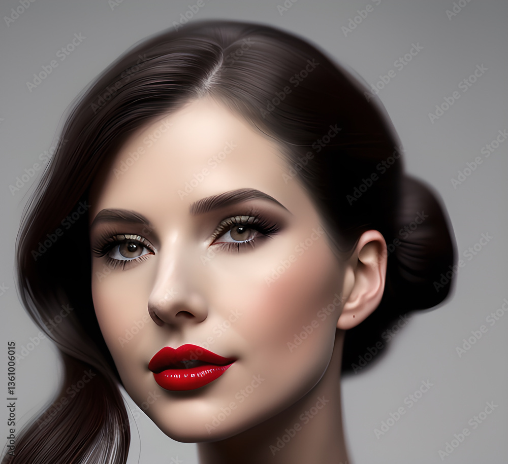Fototapeta premium A beautiful woman poses for a, showcasing her striking blue eyes,generative ai