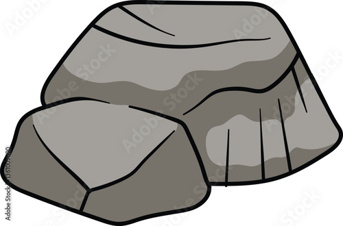 Two irregularly shaped rocks with cracks and a rough textured surface