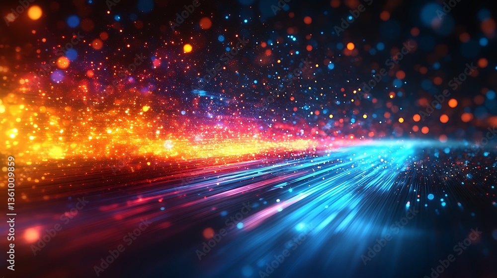 Abstract Light Trails With Red And Blue Glowing Particles Abstract Light Trails With Red And Blue Glowing Particles