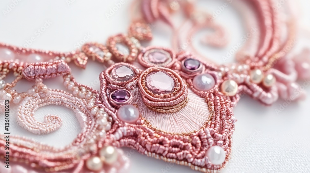 Obraz premium Stunning Intricate Necklace on White Background