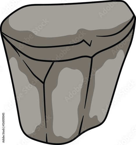 Rough gray stone with an uneven surface and visible cracks on its sides