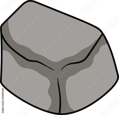 Solid gray rock with a rough surface and deep cracks forming a natural shape