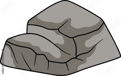 Wide gray rock with deep cracks and a rough uneven surface