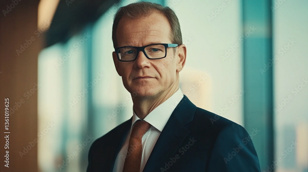 Fototapeta premium Corporate executive leadership modern office portrait photography professional environment close-up view confidence in business
