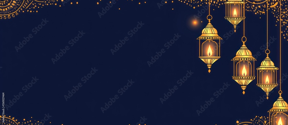 Festive gold lanterns with dark blue background, ideal for invitation or greeting cards. Festive gold lanterns with dark blue background, ideal for invitation or greeting cards.