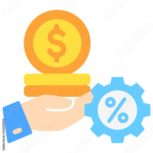 Charge flat color icon, mini illustration. use for economy, business, finance, ecommerce, payment service UI, UX kit, app and web development, digital or print.