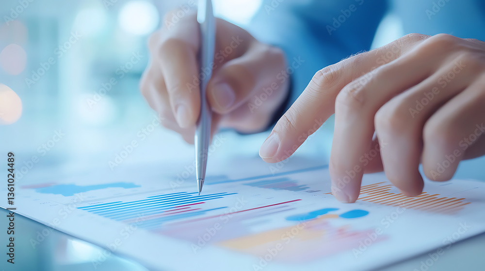 Analyzing financial reports office space document review professional environment close-up perspective Analyzing financial reports office space document review professional environment close-up perspective