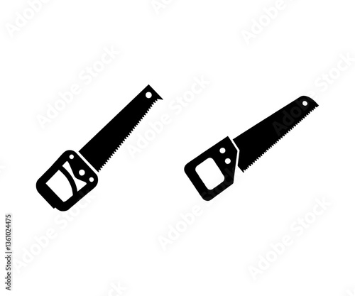Hand Saw Silhouette Black Icon for Carpentry Tools