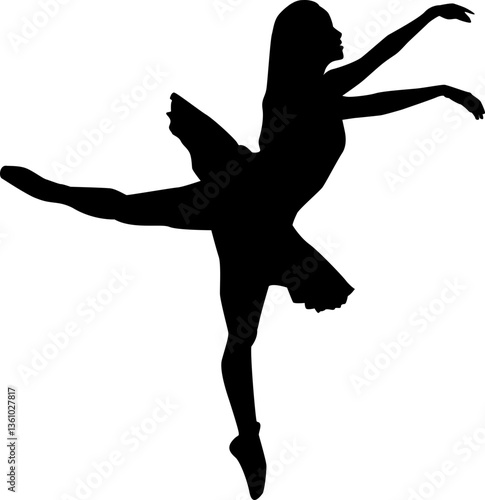 Ballerina in tutu dancer pose silhouette vector isolated graphic