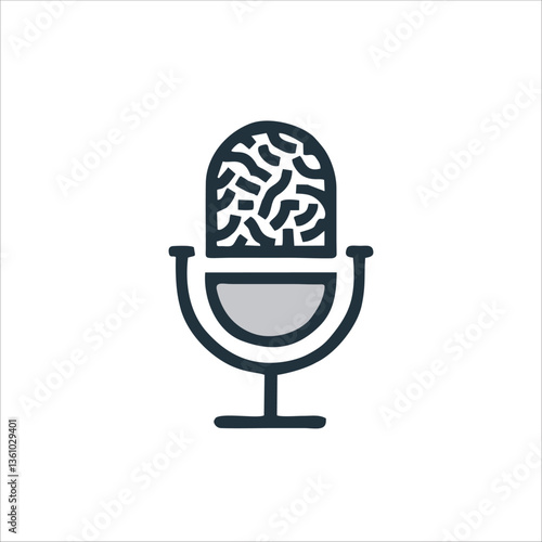 Microphone icon logo with gray color vector illustration
