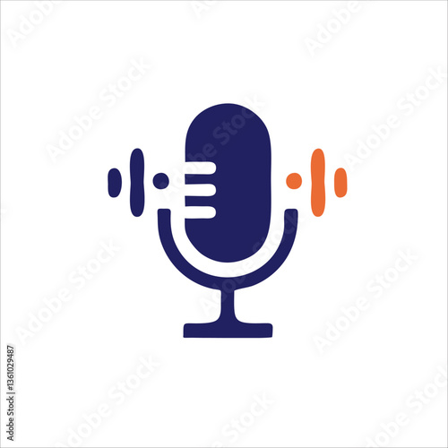 Microphone icon logo vector illustration with blue and orange color