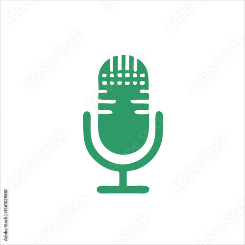 Microphone icon logo illustration with green color
