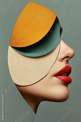 Surreal minimalist cover showcasing the intersection of creativity and imagination through color and light with a unique human profile design