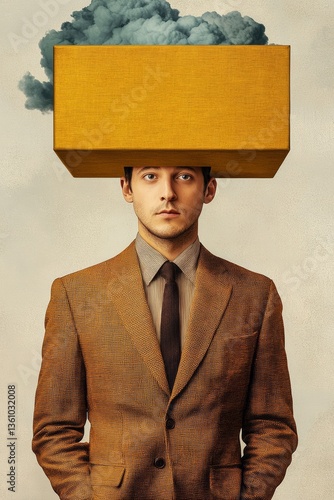 Exploring creativity through surrealism in a minimalist magazine cover focused on the brain with captivating color contrasts