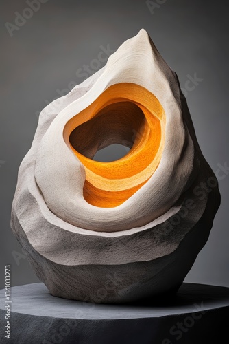 Minimalist magazine cover explores surrealism with a creative twist on color and light showcasing a sculptural masterpiece in beige and brown hues