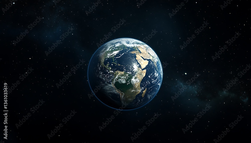 Obraz premium A realistic rendering of planet earth viewed from space