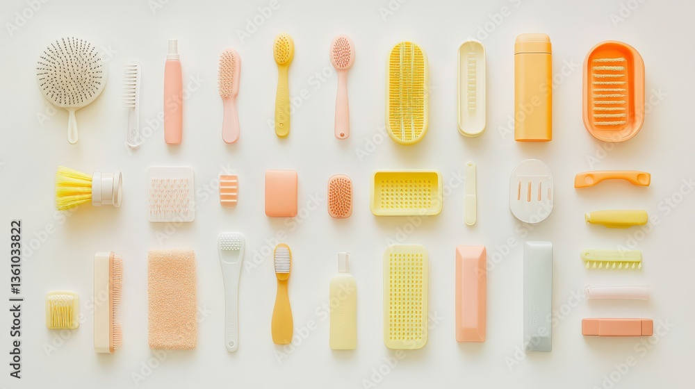 Obraz premium Colorful Accessories for Garment Care on White Background