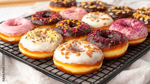 Wallpaper Mural Freshly baked donuts on a cooling rack kitchen food photography bright close-up indulgent treats Torontodigital.ca