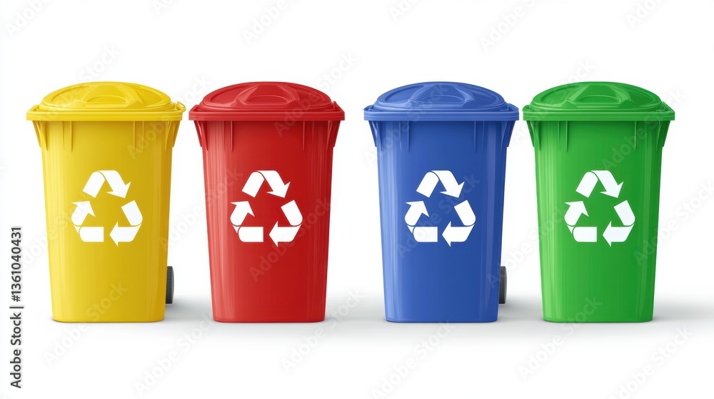 Recycling symbol on recycling bin. Environment conservation concept. Recycling symbol on recycling bin. Environment conservation concept.