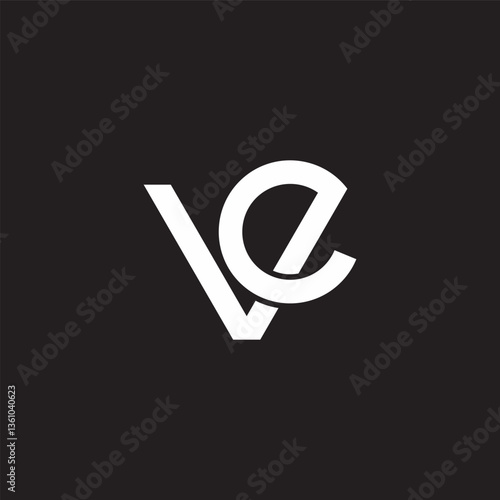 letter vc linked loop simple geometric logo vector