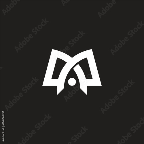 letter m book pen simple linked geometric abstract logo vector