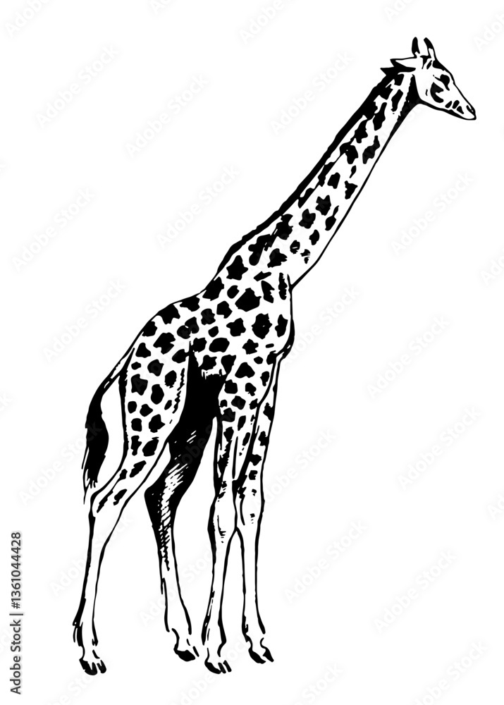 Naklejka premium Giraffe Illustration in Vintage Timeless Style