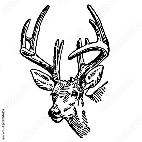 Deer Head Illustration in Vintage Timeless Style