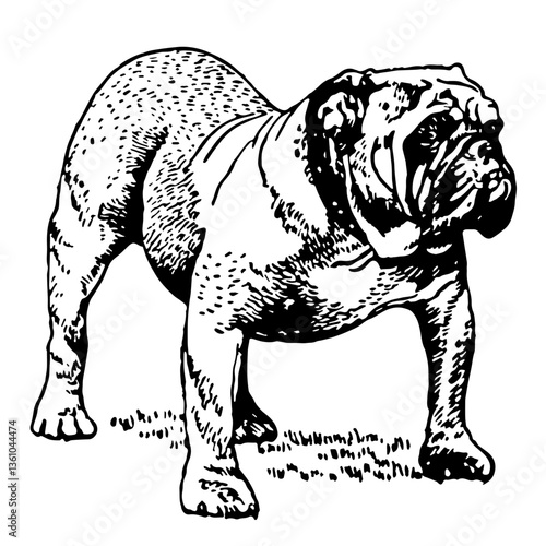 Bulldog Illustration in Vintage Timeless Style
