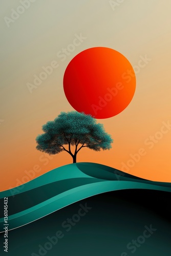 Creative exploration of surrealism in minimalist design featuring vibrant colors and imaginative landscapes