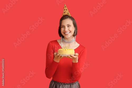 Beautiful woman in party ha...