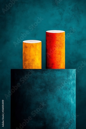 Surrealist minimalist magazine cover exploring the brain with vibrant orange, green, and blue colors, showcasing an imaginative collision of light and creativity