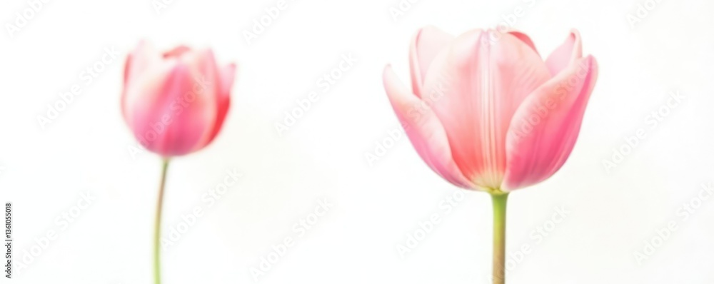 Single isolated bloom of tulip on white background, petals, solitary Single isolated bloom of tulip on white background, petals, solitary
