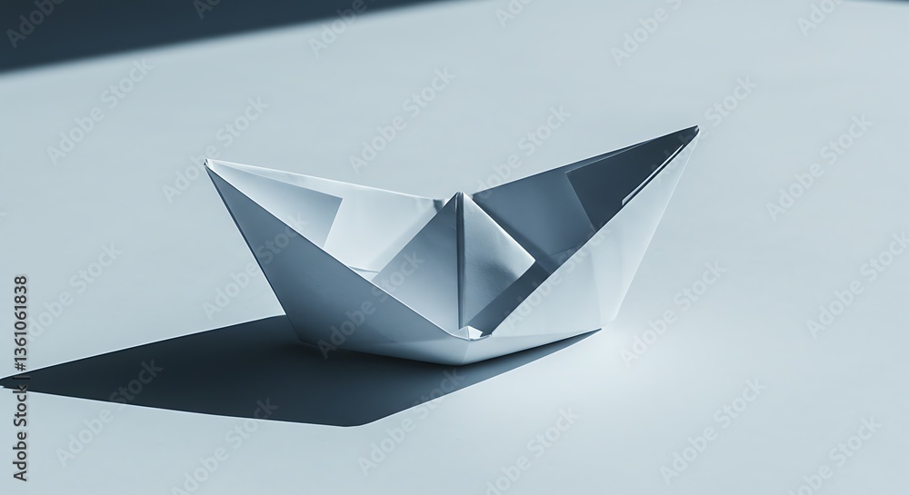 White paper boat on a light background - symbolizes journeys - for greeting cards White paper boat on a light background - symbolizes journeys - for greeting cards