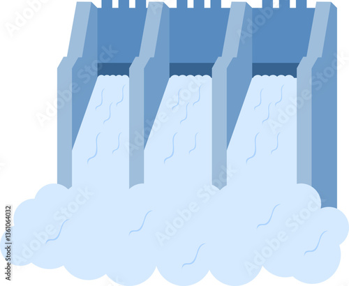 Flowing Water into Dam Structure