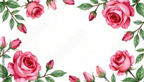 Delicate watercolor roses & leaves, repeating pattern, flower pattern, design