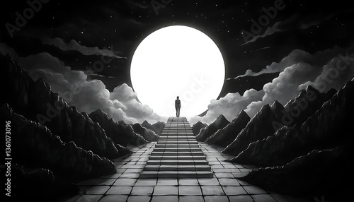 Night Ascent, Moonlit Steps