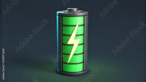 green energy battery on white background
