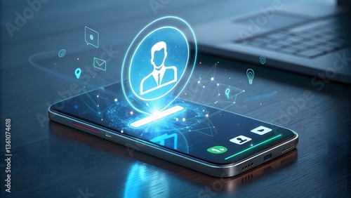 mobile phone on blue background