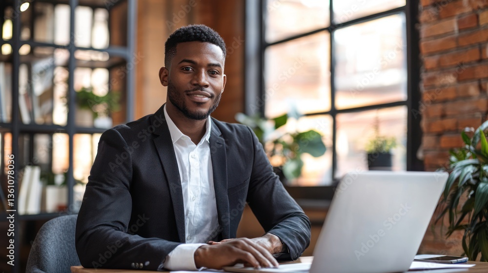 Fototapeta premium Job candidate participating in a video interview with a remote recruiter.