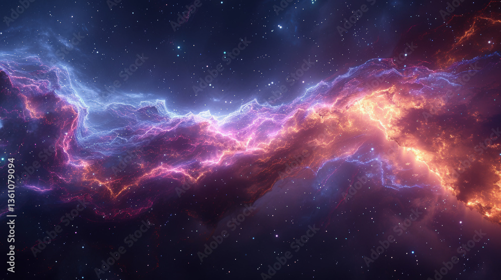 Fototapeta premium A colorful galaxy with a purple and orange cloud