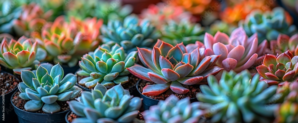 Colorful Succulents in Pots Colorful Succulents in Pots