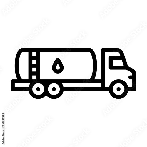 Oil Truck outline icon, fuel Truck black line illustration.
