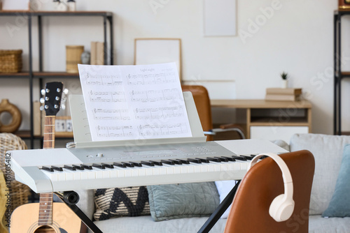 Synthesizer with note sheet...