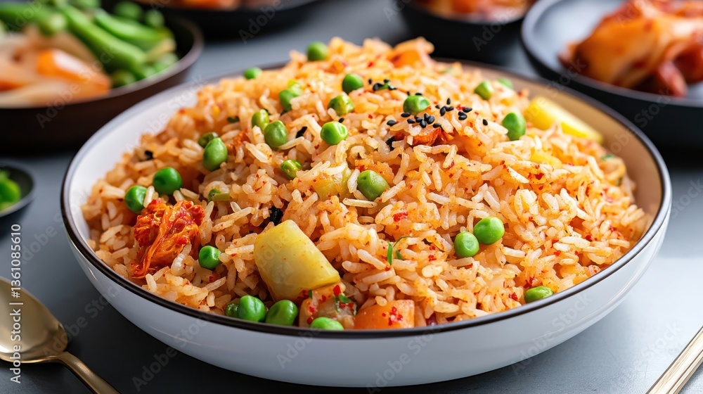 Delicious Bowl of Rice Enhanced with Fresh Green Peas for a Healthy Meal Delicious Bowl of Rice Enhanced with Fresh Green Peas for a Healthy Meal