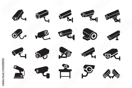 "CCTV Camera Icon Bundle: Secure Your Designs with Visual Security"