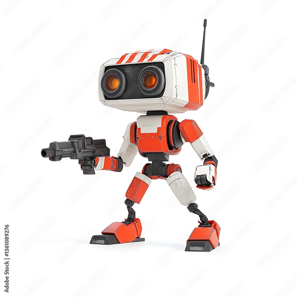 action figure robot with blaster 3D render action figure robot with blaster 3D render