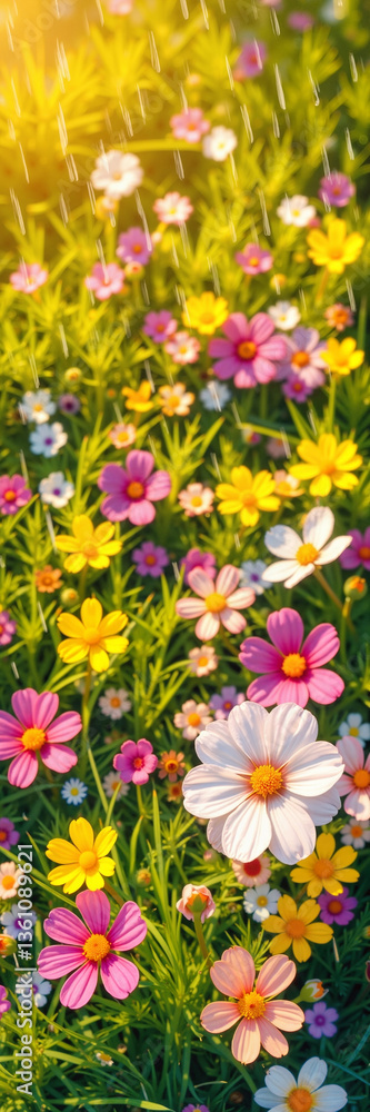 Colorful wildflowers in sunny spring meadow background Colorful wildflowers in sunny spring meadow background